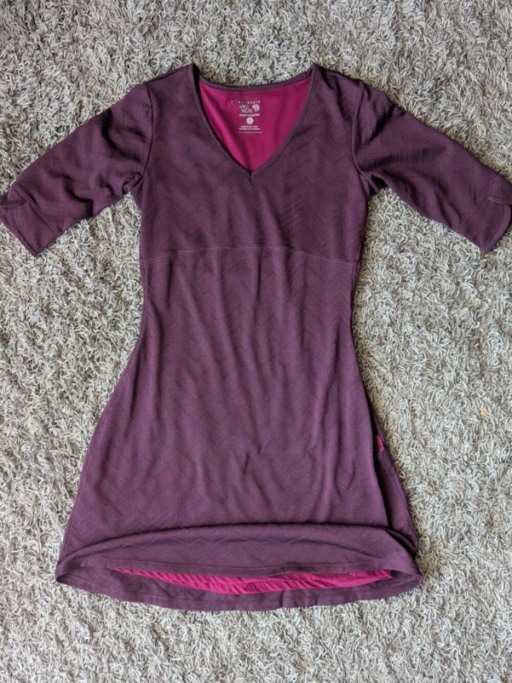 Mountain Hardware.  Purple midi-dress for travel and active life.